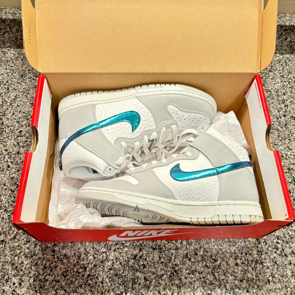 NEW Nike Dunk High FLS Summit White/Grey-Teal Women’s Size 8 DR7855-100✅ - Picture 5 of 5
